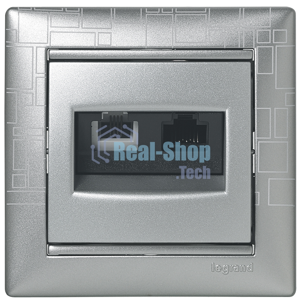Valena Розетка двойная RJ45 кат.6е UTP + RJ11, алюм. Valena Розетка двойная RJ45 кат.6е UTP + RJ11, алюм.