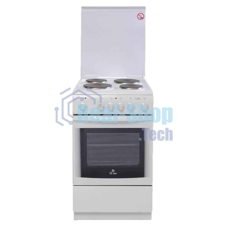 Плита электрическая De Luxe 506004.00Э (кр) белый, конфорок 4 шт, духовка 60 л, 50 см x 85 см x 60 см