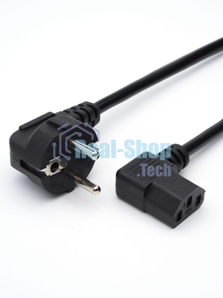 Кабель питания GoPower евровилка-C13 (f) 1.8м ПВХ угловой черный (1/125)