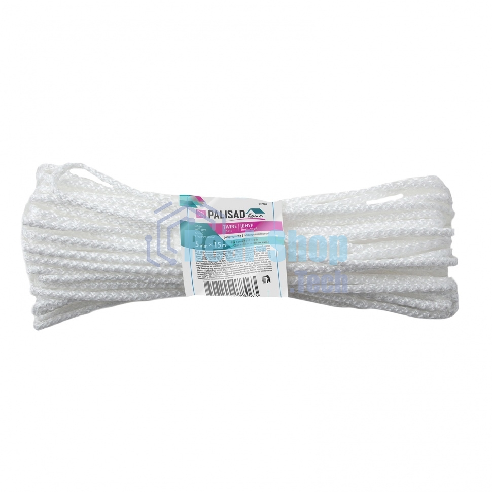 Шнур бельевой полипропиленовый с сердечником, 5 мм, L 15 м, белый, HomePalisad
