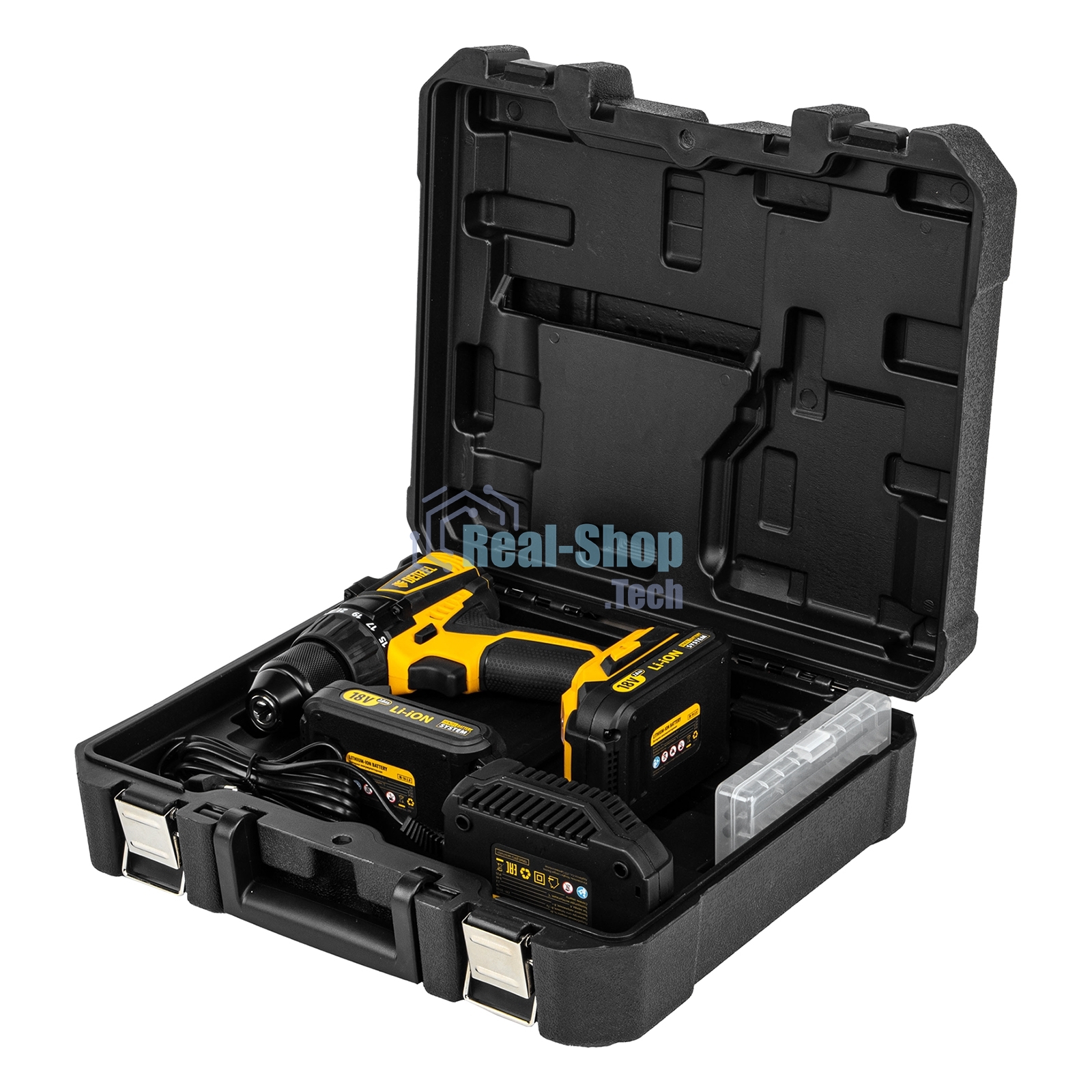 Дрель-шуруповерт аккумуляторная Denzel BLDL-IB-18-02, 18В, 2 АКБ, Кейс