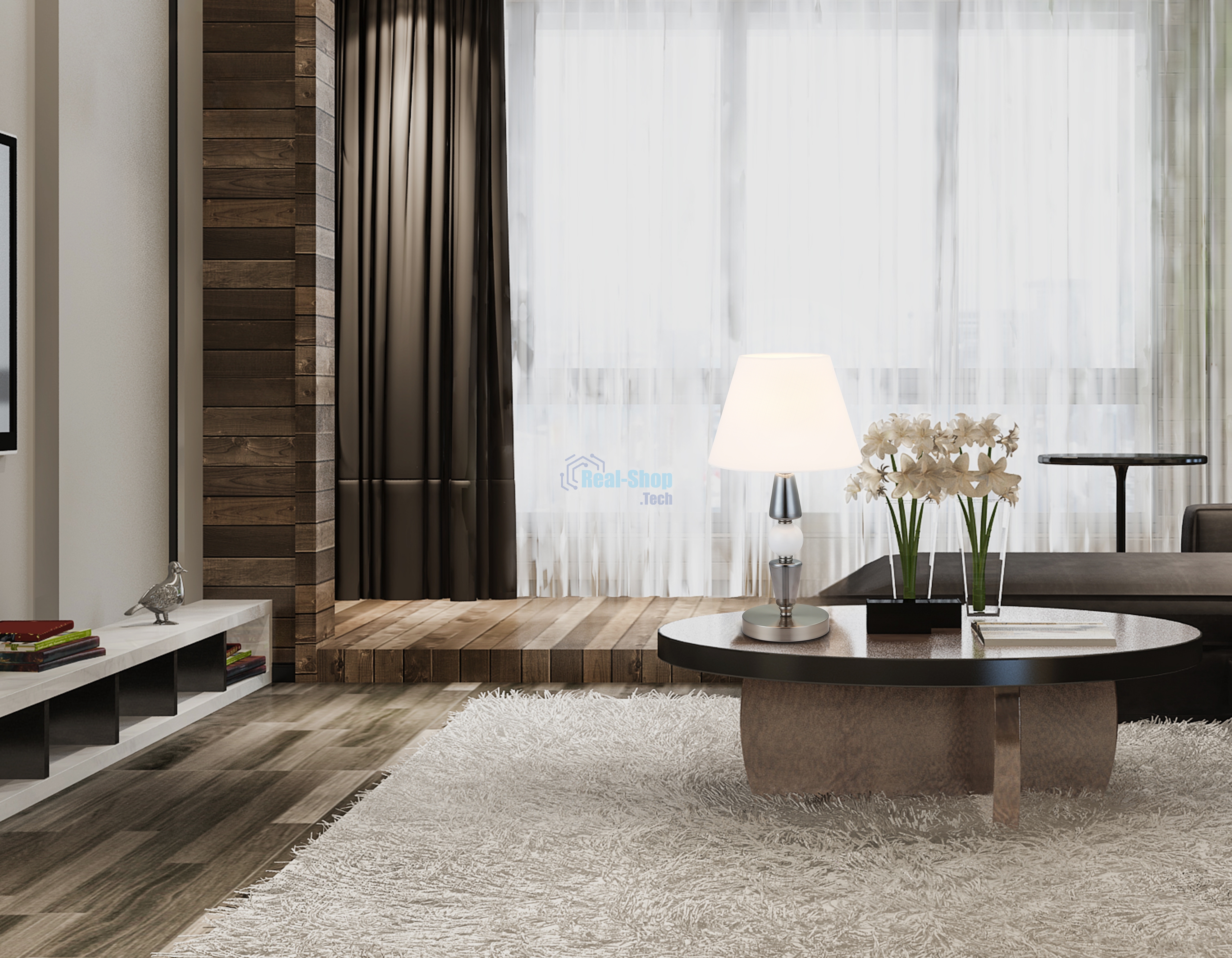 Светильник Ambrella light LH75262 SN/FR сатин никель/белый матовый E14 max 40W D260*470