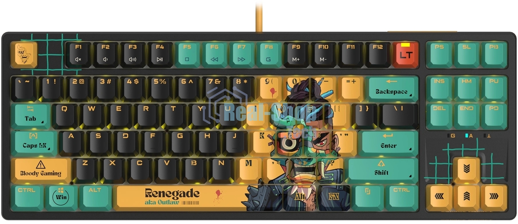 Клавиатура A4Tech Bloody AT87 Renegade проводная USB черный/зеленый