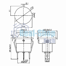 Выключатель клавишный Rexant круглый 12V 20А (3с) ON-OFF зеленый с подсветкой