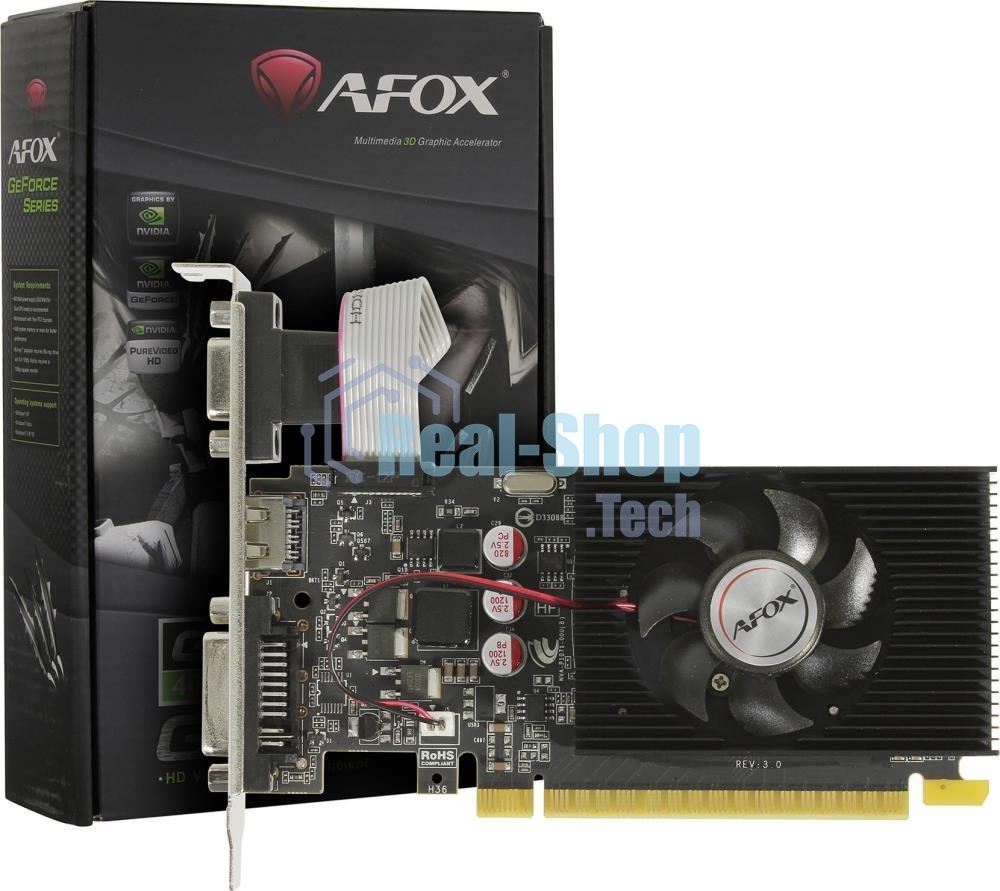 Видеокарта AFOX GT730 DDR3 4G 128Bit, LP Single fan, RTL (AF730-4096D3L6) RTL