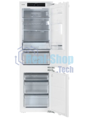 Встраиваемый холодильник Gorenje NRKI517E82WF, полезный объем 244 л, электронное управление, цифровой дисплей, автоматическое размораживание No Frost, быстрое замораживание, интенсивное охлаждение, зона свежести с контролем влажности, инверторный компрессор, энергоэффективность А+