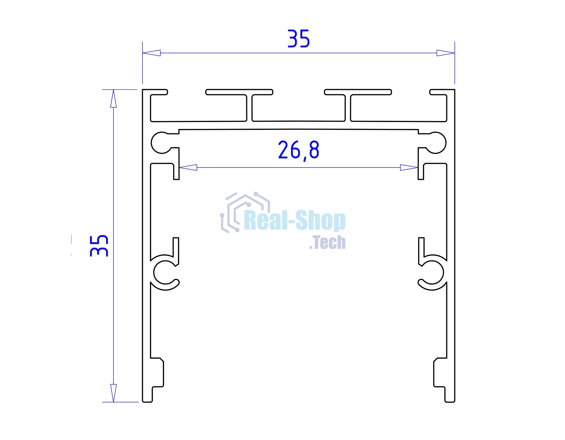Алюминиевый профиль Ambrella light GP2550BK черный 2000*35*35