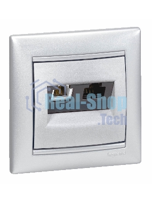 Valena Розетка двойная RJ45 кат.6е UTP + RJ11, алюм. Valena Розетка двойная RJ45 кат.6е UTP + RJ11, алюм.