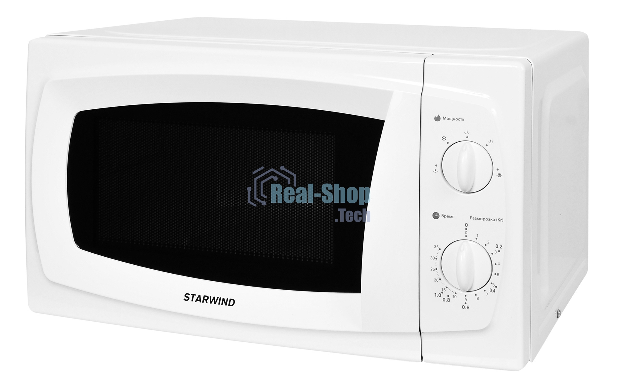 Микроволновая печь Starwind SWM5520 белый, 20 л, 700 Вт, переключатели - поворотный механизм