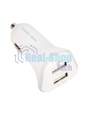 Автомобильная зарядка (от прикуривателя) 2USB 2.4A для micro USB More choice AC22m белый