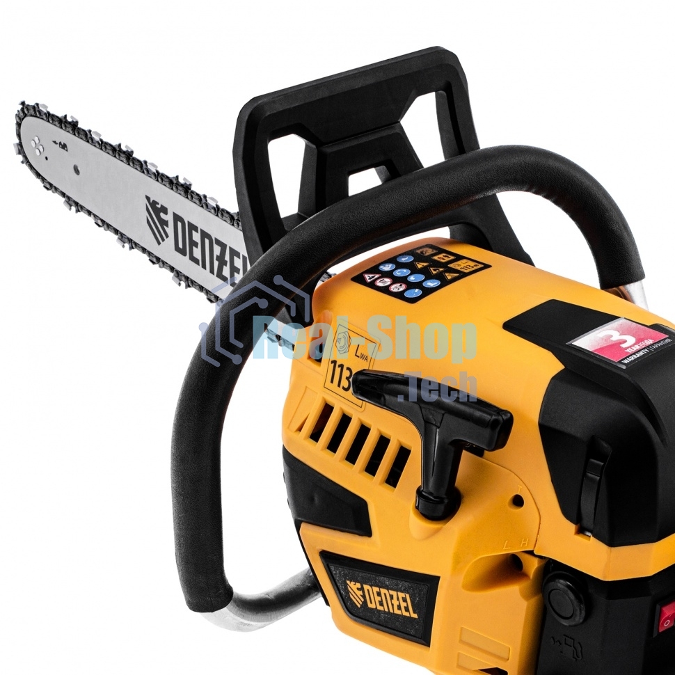 Пила цепная бензиновая Denzel DS-5218, шина 45 см, 52см3, 3 л.с., шаг 0,325, паз 1,5 мм, 72 зв