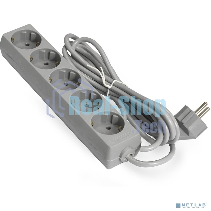 Сетевой фильтр ExeGate EX285826RUS ECE-5-5G (5 евророзетки с заземлением, 5 м, серый)