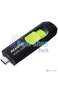 Флешка USB ADATA UC300 (ACHO-UC300-32G-RBK/GN), 32Gb, Type-C USB 3.2, R/W 100/30, черный/зеленый