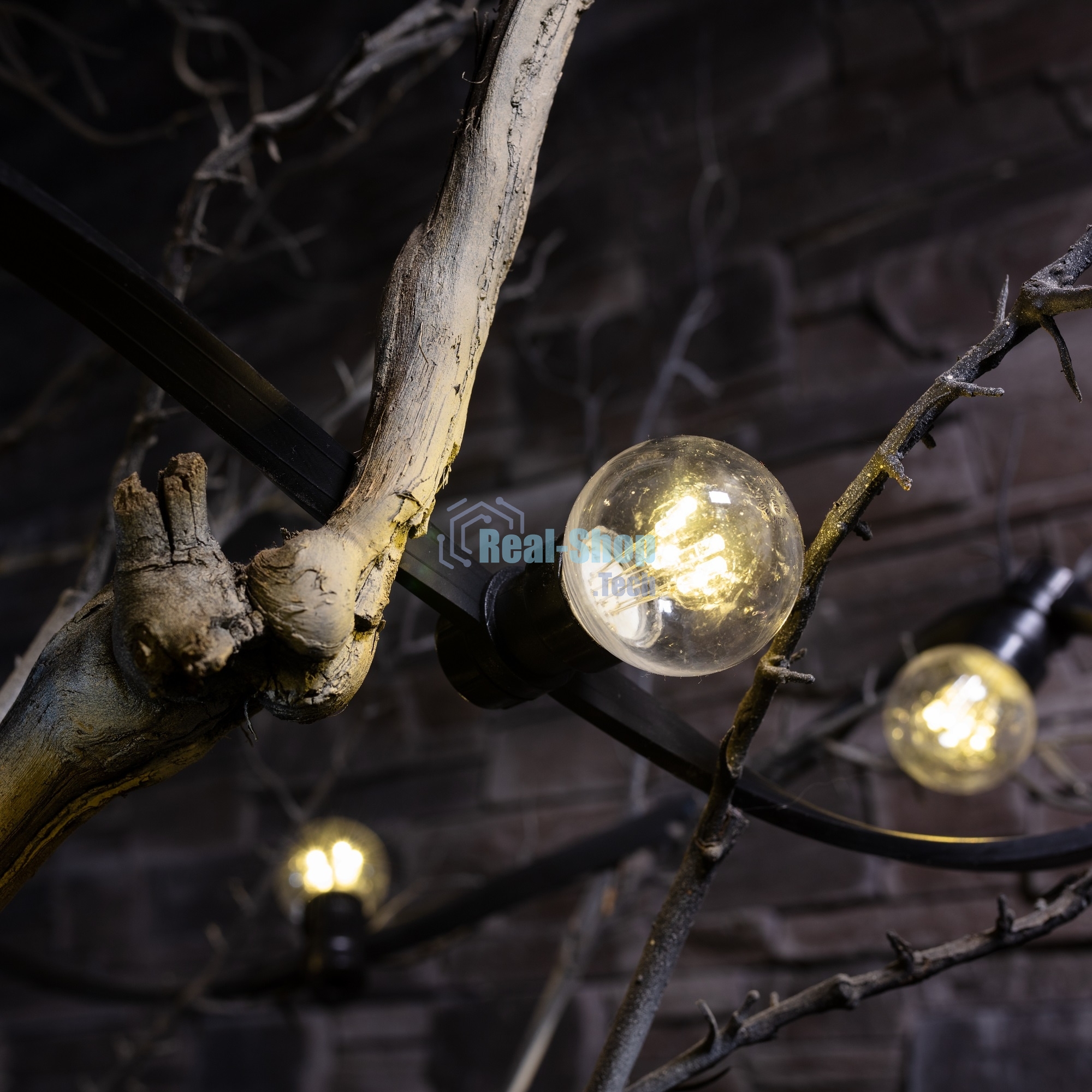 Гирлянда Neon-night LED Galaxy Bulb String 10м, черный каучук, 30 лампx6 LED теплый белый, влагостойкая IP65