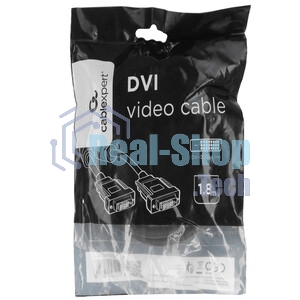 Кабель DVI-D dual link Cablexpert CC-DVI2L-BK-6, 25M/25M, 1.8м, CCS, черный, экран, феррит.кольца, пакет