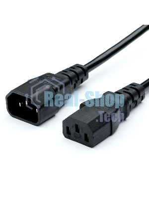 Кабель питания GoPower C14 (m)-C13 (f) 1.8м ПВХ удлинитель черный (1/10/100)