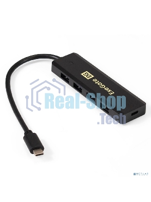 USB-концентратор ExeGate DUB-4CP/1 (кабель-адаптер USB Type C --> 4xUSB3.0, Plug&Play, черный)