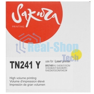Картридж лазерный Sakura TN241Y для Brother HL-3140CW, HL-3150CDW, HL-3170CDW, DCP-9020CDW, MFC-9140CDN, MFC-9330CDW, MFC-9340CDW, желтый, 1400 к.