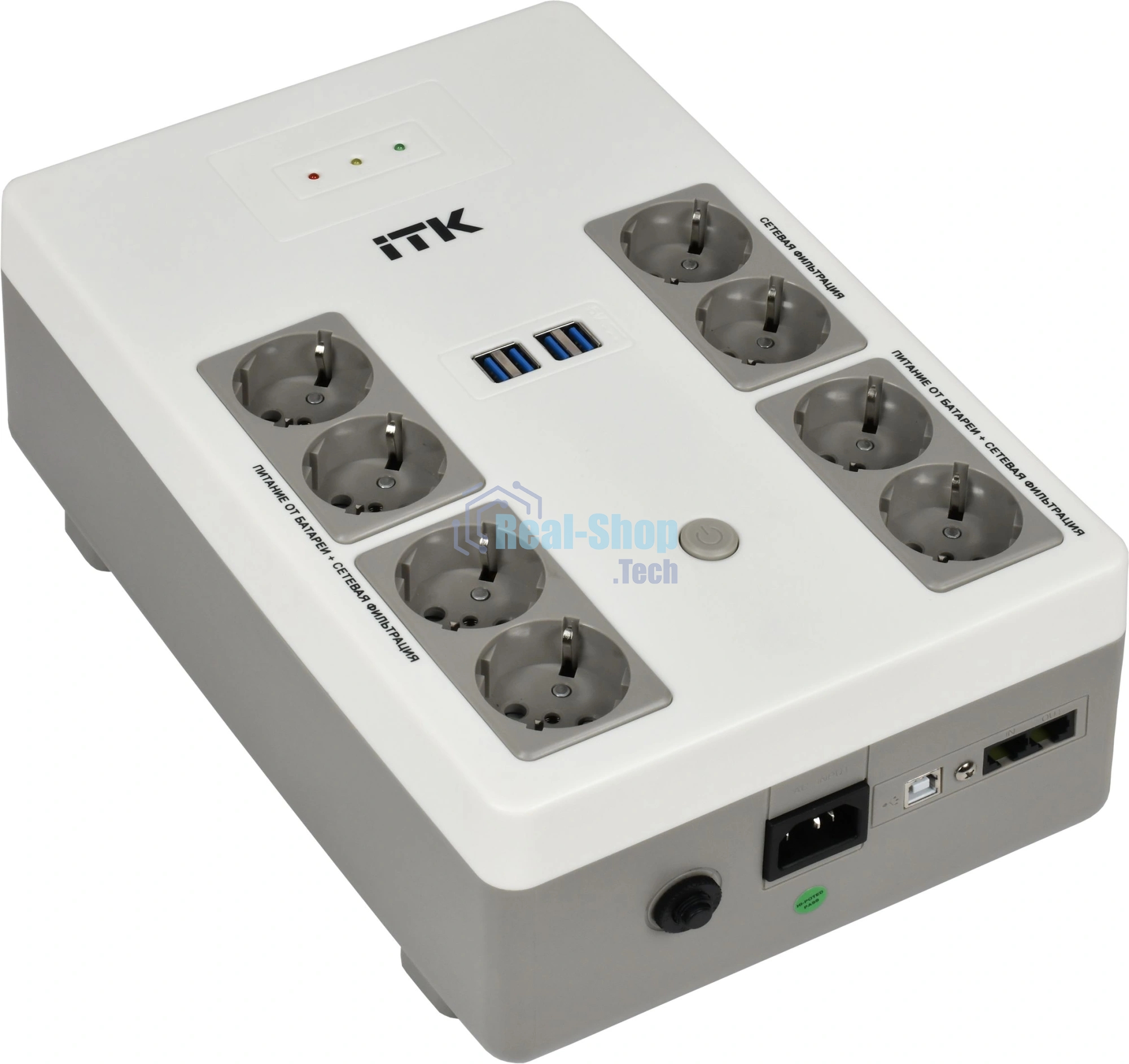 Источник бесперебойного питания ITK Electra EST8-800VA-1-001-L / 800 ВА / 480 Вт / 8 x CEE 7 (евророзетка)