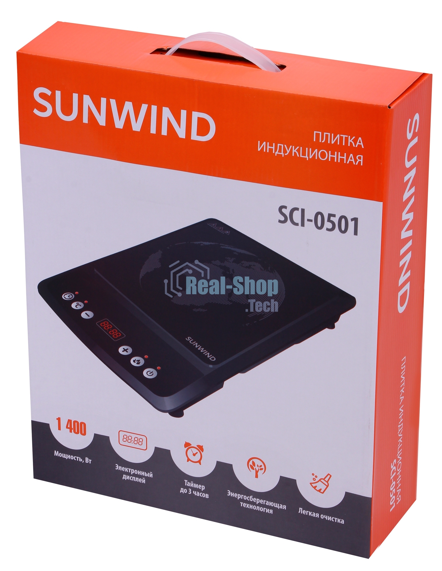 Плита настольная электрическая SunWind SCI-0501 чёрный, 1.4 кВт, индукция, конфорки - 1, стеклокерамика, сенсор