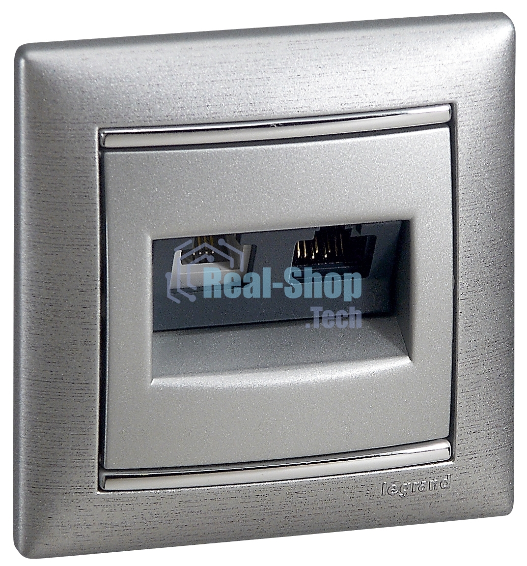 Valena Розетка двойная RJ45 кат.6е UTP + RJ11, алюм. Valena Розетка двойная RJ45 кат.6е UTP + RJ11, алюм.
