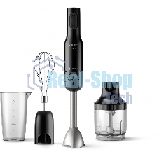 Блендер погружной Philips HR2543/90, 700Вт, 1 скорость, турбо режим, стакан для взбивания, венчик, измельчитель, черный