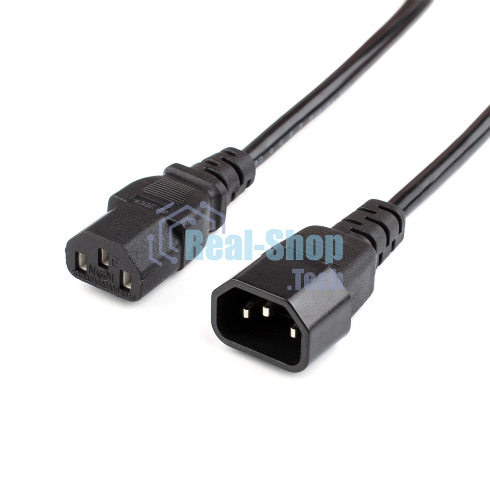 Кабель питания GoPower C14 (m)-C13 (f) 1.8м ПВХ удлинитель черный (1/10/100)