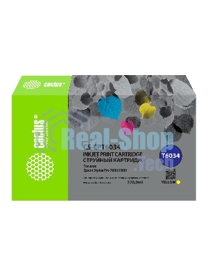 Картридж струйный Cactus CS-EPT6034 (T6034) желтый пигментный (220 мл) для Epson Stylus PRO 7880/9880
