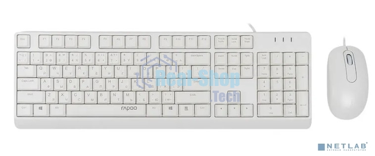 Клавиатура + мышь Rapoo X130PRO клав:белый мышь:белый, 1.5м, доп. защита от влаги