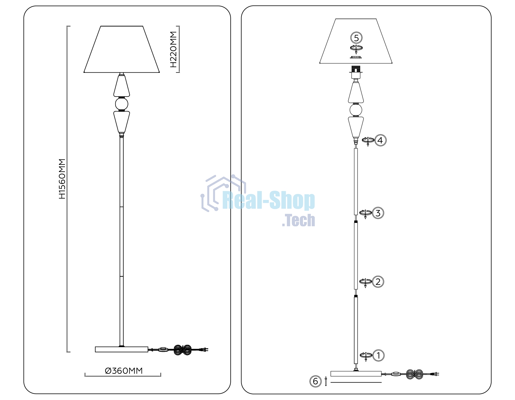 Светильник Ambrella light LH75265 SN/FR сатин никель/белый матовый E27 max 60W D360*1560