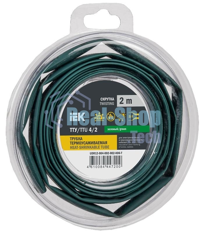 Трубка термоусадочная ТТУ нг-LS 4/2 зел. (уп.2м) IEK UDR12-004-002-002-K06-T