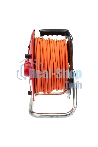 Удлинитель-шнур на катушке Rexant ПВС 3х1.0, 50 м, 4 гнезда, с/з, 10 А, 2200 Вт, IP20, оранжевый (Сделано в России)