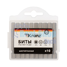 Бита шестигранная Kranz HEX-6х50 мм для шуруповерта (упак. 10 шт.)
