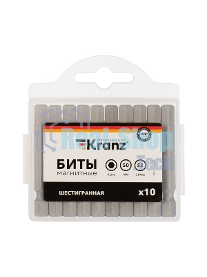 Бита шестигранная Kranz HEX-6х50 мм для шуруповерта (упак. 10 шт.)
