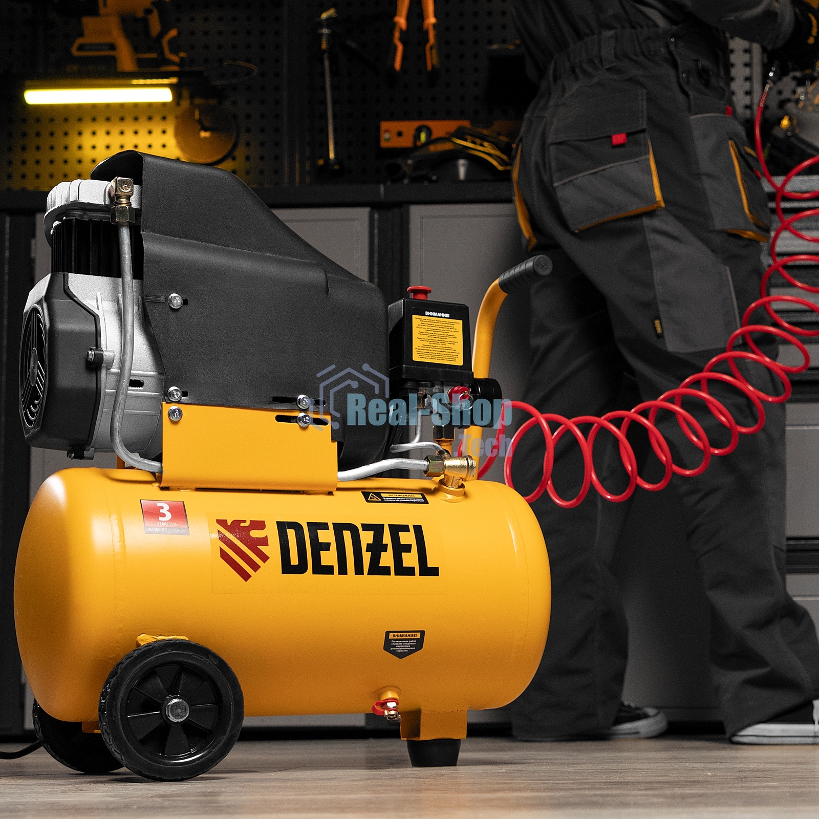 Компрессор воздушный безмасляный Denzel DLC1300/24 (58171) 1,3 кВт, 24 литра, 206 л/мин