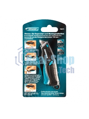 Нож ремонтно-монтажный Gross МИНИ трехкомп. рук-ка, авто выброс/возврат лезвия, 100 мм, 2 з.л