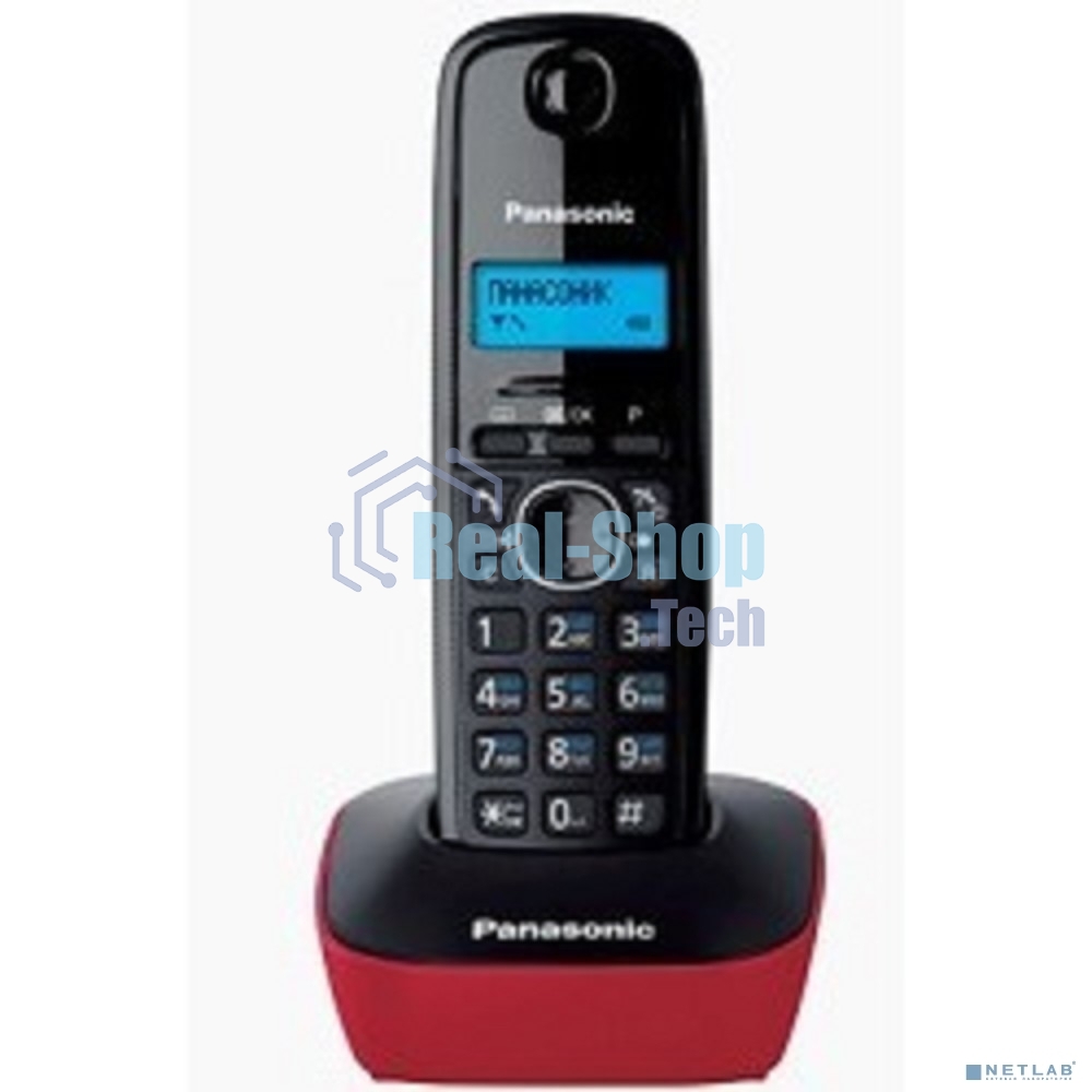 Телефон беспроводной (DECT) Panasonic KX-TG1611RUR (красный) АОН, Caller ID,12 мелодий звонка,подсветка дисплея,поиск трубки
