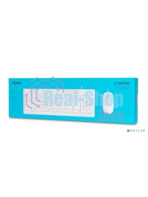 Клавиатура + мышь Rapoo X130PRO клав:белый мышь:белый, 1.5м, доп. защита от влаги
