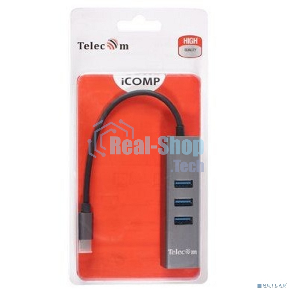 Переходник Telecom USB 3.1 Type-C -->RJ-45 1000Mbps +3 USB3.0, Aluminum Shell, 0.2м Telecom TA311C
