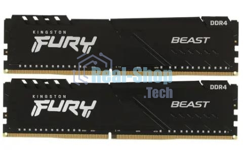 Оперативная память Kingston Fury Beast, DDR4, 64GB (2x32GB), 3600MHz, CL18, DIMM, с радиатором, черный