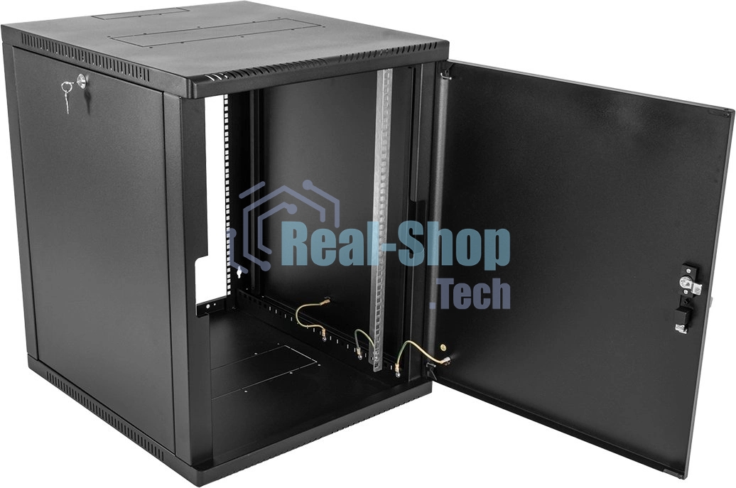 Шкаф коммутационный ЦМО (ШРН-9.650.1-9005) настенный 9U 600x658 мм пер. дв. металл 200 кг черный 600 мм 180 град.