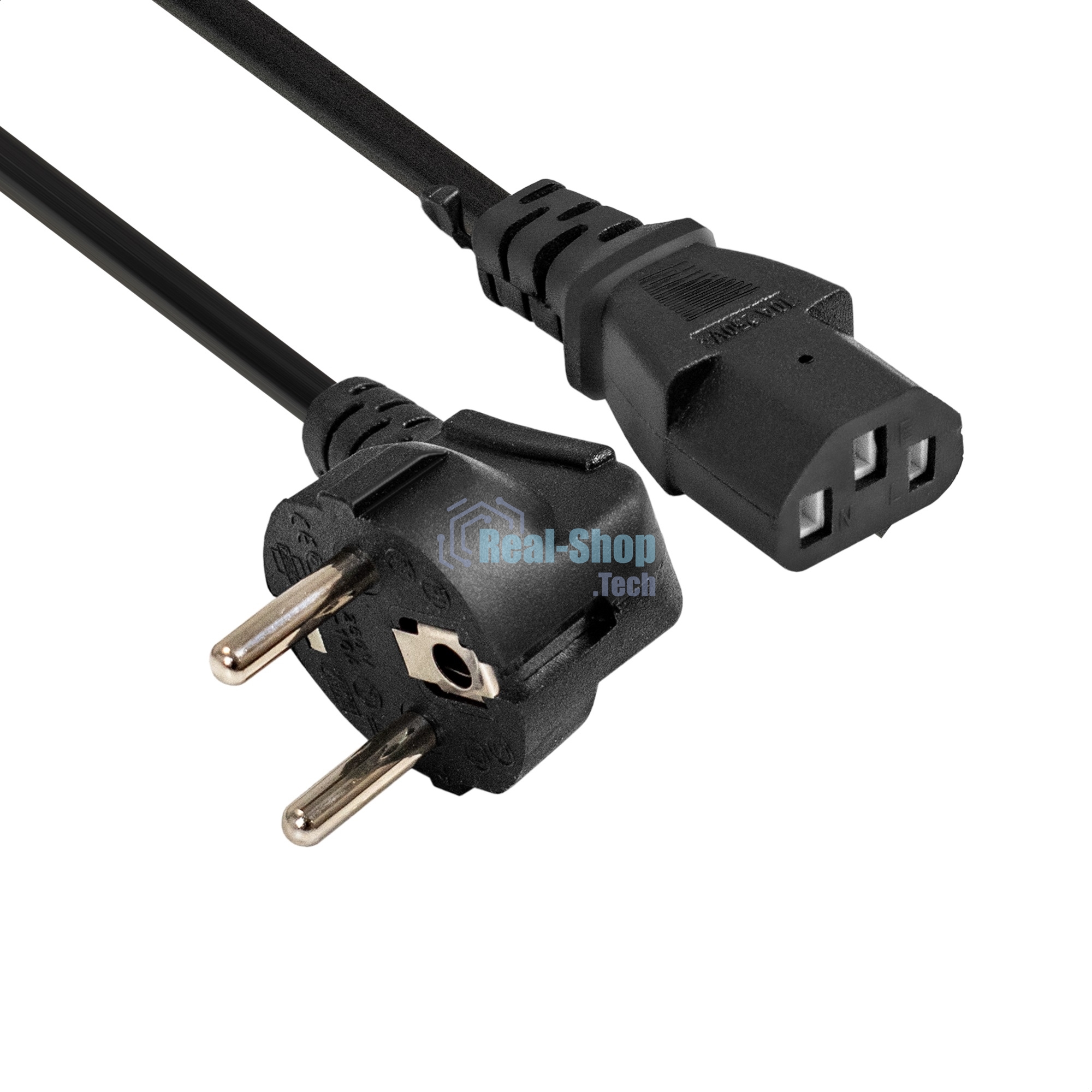 Кабель питания ExeGate Power PC-1,8P (Евровилка угловая Schuko->C13, VDE-250V-3*1.0мм2, медь, черный, 16A, 1.8 м)