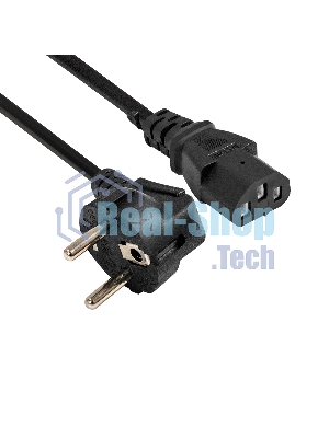 Кабель питания ExeGate Power PC-1,8P (Евровилка угловая Schuko->C13, VDE-250V-3*1.0мм2, медь, черный, 16A, 1.8 м)