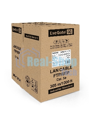 Кабель ExeGate UTP 4 пары кат.5e CCA, 24AWG, внешн., без троса, бухта 305м, черный, PE