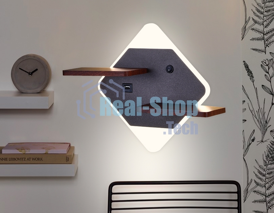 Настенный светодиодный светильник Ambrella light FW101 CF/WD кофе/дерево LED 3000K/4200K/6400K 12W 340*250*105