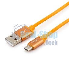 Кабель USB2.0 Cablexpert CC-S-mUSB01O-1M, AM/microB, серия Silver, длина 1м, оранжевый, блистер