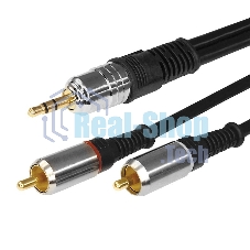 Шнур Rexant Стерео 3,5 мм - 2 RCA 3 м (GOLD-металл)