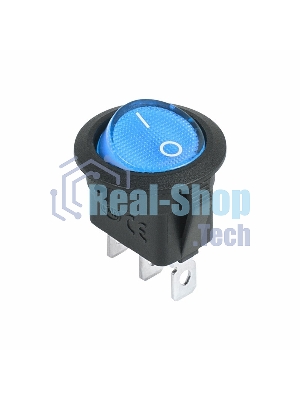 Выключатель клавишный Rexant круглый 12V 20А (3с) ON-OFF синий с подсветкой