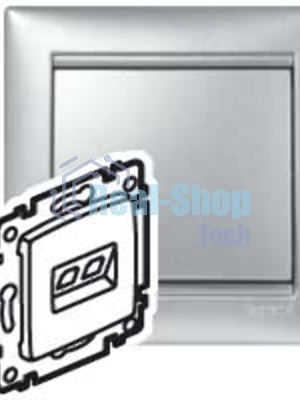 Valena Розетка двойная RJ45 кат.6е UTP + RJ11, алюм. Valena Розетка двойная RJ45 кат.6е UTP + RJ11, алюм.