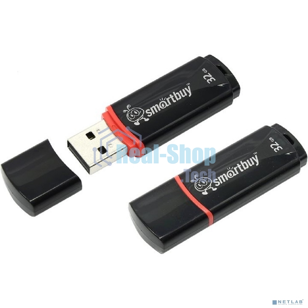Флешка USB Smartbuy Crown black (SB32GbCRW-K), 32Gb, USB 2.0, R/W 15/5, черный/красный